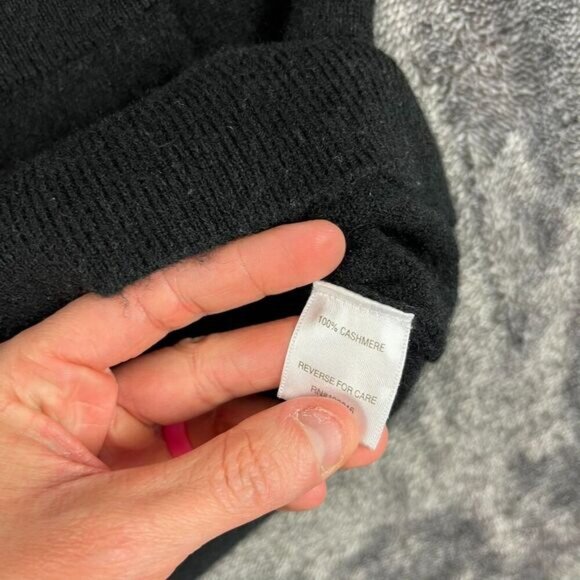 Garnet Hill Oversized 100% Cashmere Turtleneck Sweater Front Pocket Women's M - Picture 5 of 11